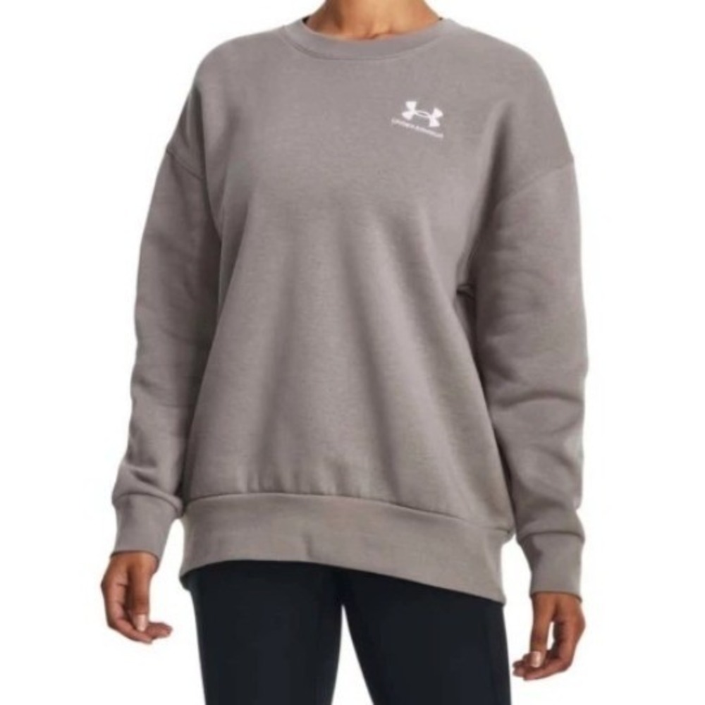 Under Armour Icon Fleece OS Crew Womens Medium Gray NEW Oversized Sweatshirt